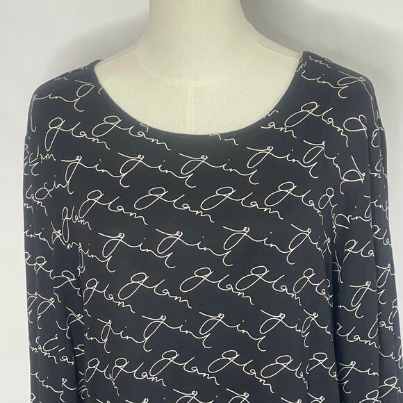 Chico's the Ultimate Tee Basic Glam Girl All over Print Womens Scoop Neck Sz L - Picture 2 of 9